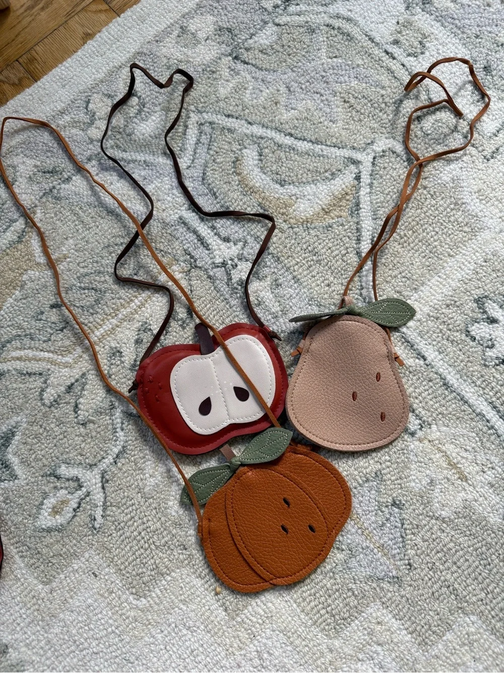 Kids Fruit Crossbody Bag - Red Apple, Brown Pumpkin, Pink Pear